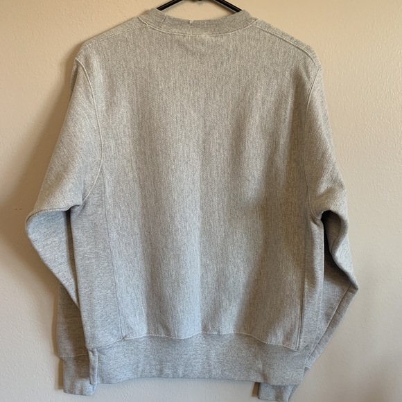 GRAY REVERSE WEAVE CREW NECK SWEATER - Picture 6 of 10